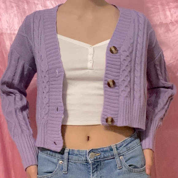 Y2K Purple Button-Up Cardigan - Picture 2 of 4
